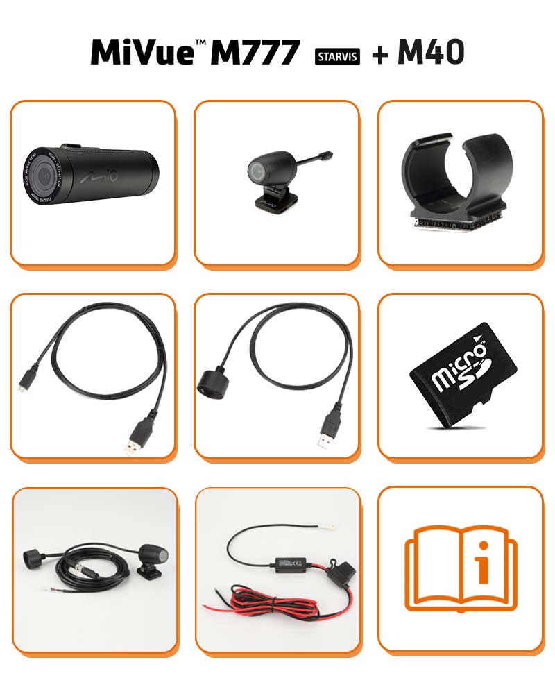 Mio - MiVue™ M777+M40 กล้องรถมอเตอร์ไซค์หน้า-หลัง Mio - MiVue™ M777+M40 กล้องรถมอเตอร์ไซค์หน้า-หลัง