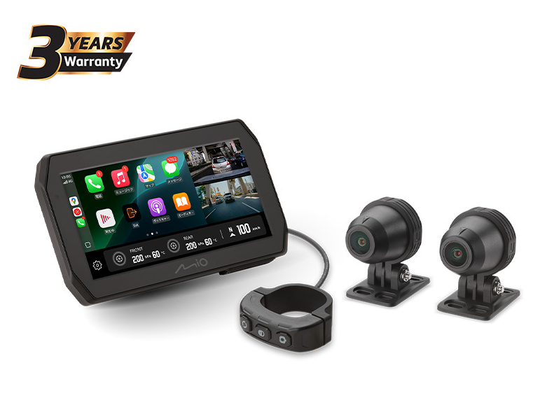 Mio MiVue&trade; MK50 จออัจฉริยะและกล้องติดมอเตอร์ไซค์หน้า/หลัง2K มีGPS+Carplay เตือนกล้องตำรวจ ประกัน3ปี